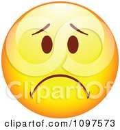 Poster, Art Print Of Yellow Cartoon Smiley Emoticon Face Frowning 1