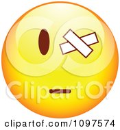 Poster, Art Print Of Yellow Cartoon Smiley Emoticon Face With A Bandaged Eye