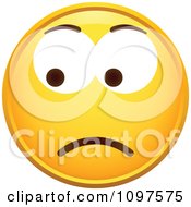 Poster, Art Print Of Yellow Worried Cartoon Smiley Emoticon Face 6