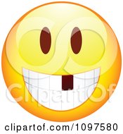 Poster, Art Print Of Yellow Cartoon Smiley Emoticon Face With A Missing Tooth