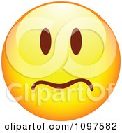 Poster, Art Print Of Yellow Worried Cartoon Smiley Emoticon Face 1