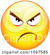 Poster, Art Print Of Yellow Mean Cartoon Smiley Emoticon Face 1
