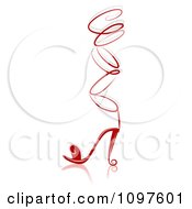 Poster, Art Print Of Red Ornate Red Lace Up High Heel Shoe