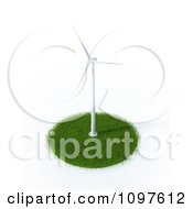 Clipart 3d Wind Energy Turbine On A Grassy Circle 2 Royalty Free CGI Illustration