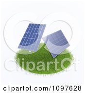 3d Photovoltaic Solar Energy Panels On A Grassy Circle