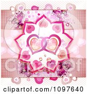 Poster, Art Print Of Wedding Or Valentines Background With Butterflies Halftone Dots And Entwined Hearts