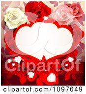 Poster, Art Print Of Red Wedding Or Valentines Background With Dewy Roses Butterflies And Copyspace