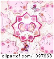 Poster, Art Print Of Valentines Day Background Pattern Of Entwined Hearts Petals And Butterflies