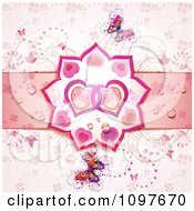 Clipart Wedding Or Valentines Background With Butterflies And Entwined Hearts Over Vines Royalty Free Vector Illustration