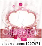 Poster, Art Print Of Copyspace Frame Wedding Or Valentines Background With Hearts Butterflies And Stripes