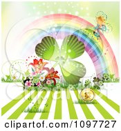 Poster, Art Print Of Butterfly Rainbow With A St Patricks Day Shamrock And Coin