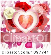 Poster, Art Print Of Pink Valentines Day Banner With A Heart And Roses