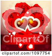 Poster, Art Print Of Red Valentines Day Banner With Red Hearts And Roses