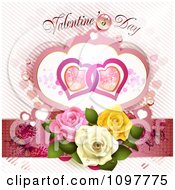 Poster, Art Print Of Valentines Day Text Over Butterflies Entwined Hearts And Roses