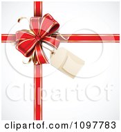 Clipart 3d Red And Gold Gift Bow And Ribbon And Tag Royalty Free Vector Illustration by TA Images