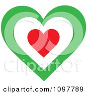Poster, Art Print Of Patriotic Flag Heart With An Italian Design
