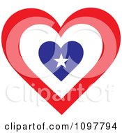 Poster, Art Print Of Patriotic Flag Heart With An American Design