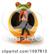 Clipart 3d Business Springer Frog Thinking And Sitting Ina Pod Chair 1 Royalty Free CGI Illustration