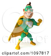 Clipart 3d Punching Super Hero Man In A Green And Yellow Costume 1 Royalty Free CGI Illustration