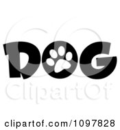 White Paw Print In The O Of The Word Dog