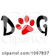 Red Paw Print In The Word Dog