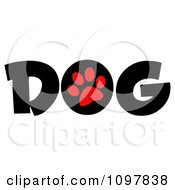 Red Paw Print In The O Of The Word Dog