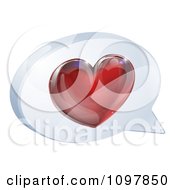 Poster, Art Print Of 3d Shiny Red Heart In A Chat Balloon