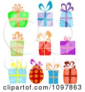 Clipart Gift Boxes With Colorful Paper And Bows Royalty Free Vector Illustration by Vector Tradition SM