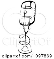 Clipart Black And White Retro Radio Desk Microphone 4 Royalty Free Vector Illustration