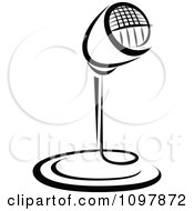Poster, Art Print Of Black And White Retro Radio Desk Microphone 1
