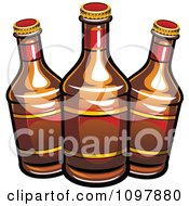 Poster, Art Print Of Three Beer Bottles With Brown Labels