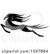 Clipart Black And White Leaping Horse Royalty Free Vector Illustration