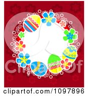 Poster, Art Print Of Floral And Easter Egg Circular Frame With Red Around White Copyspace