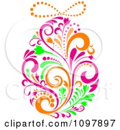 Clipart Bright Green Pink And Orange Floral Easter Egg Royalty Free Vector Illustration