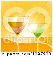 Poster, Art Print Of 3d Cocktail Drinks On A Sandy Beach At Sunset