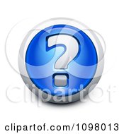 Poster, Art Print Of 3d Blue And Silver Question Mark Assistance Icon