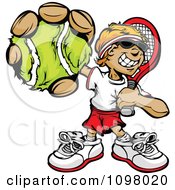 Poster, Art Print Of Happy Tennis Player Boy Holding Out A Ball