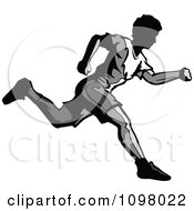 Clipart Grayscale Runner In Profile Royalty Free Vector Illustration by Chromaco