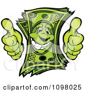 Happy Cash Money Mascot Holding Two Thumbs Up