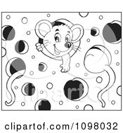Poster, Art Print Of Black And White Cute Mice Playing In Cheese