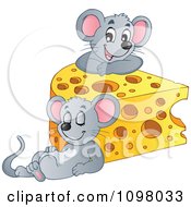 Poster, Art Print Of Cute Mice With A Wedge Of Cheese