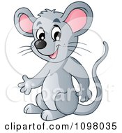 Poster, Art Print Of Happy Gray Mouse Presenting