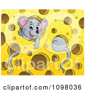 Poster, Art Print Of Cute Mice Playing In Cheese
