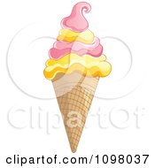 Clipart Soft Serve Waffle Ice Cream Cone Royalty Free Vector Illustration