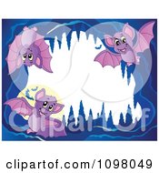 Poster, Art Print Of Frame Of Cute Purple Bats In A Cave