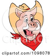 Poster, Art Print Of Happy Cowboy Pig Drooling