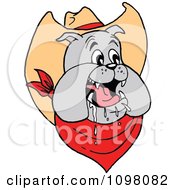 Poster, Art Print Of Happy Cowboy Bulldog Drooling