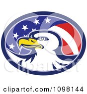 Poster, Art Print Of American Flag Oval And Bald Eagle