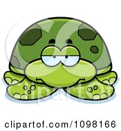 Clipart Bored Green Sea Turtle Royalty Free Vector Illustration