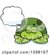 Clipart Dreaming Green Sea Turtle Royalty Free Vector Illustration by Cory Thoman